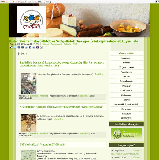 Elindult a Kisléptékű Termékelőállítók Országos Érdekképviseleti Szövetségének új honlapja!