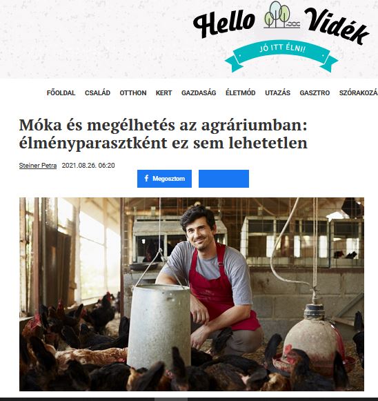 A Hello Vidék magazin cikke az Élményparaszt Programról